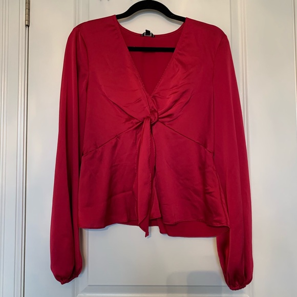 Guess Silk Tie-up Top - Fuchsia sz L - Picture 1 of 2
